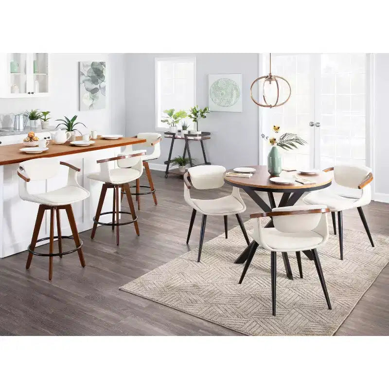 Sgabello da bar Mid-Century Modern altezza bancone con seduta in similpelle