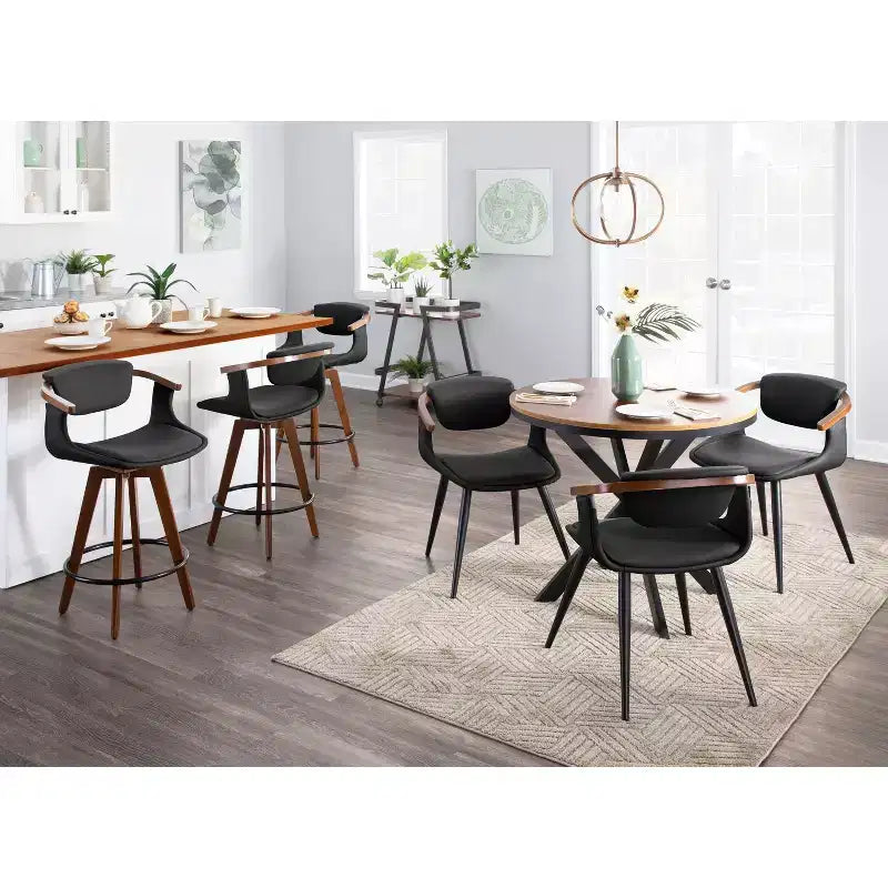 Sgabello da bar Mid-Century Modern altezza bancone con seduta in similpelle