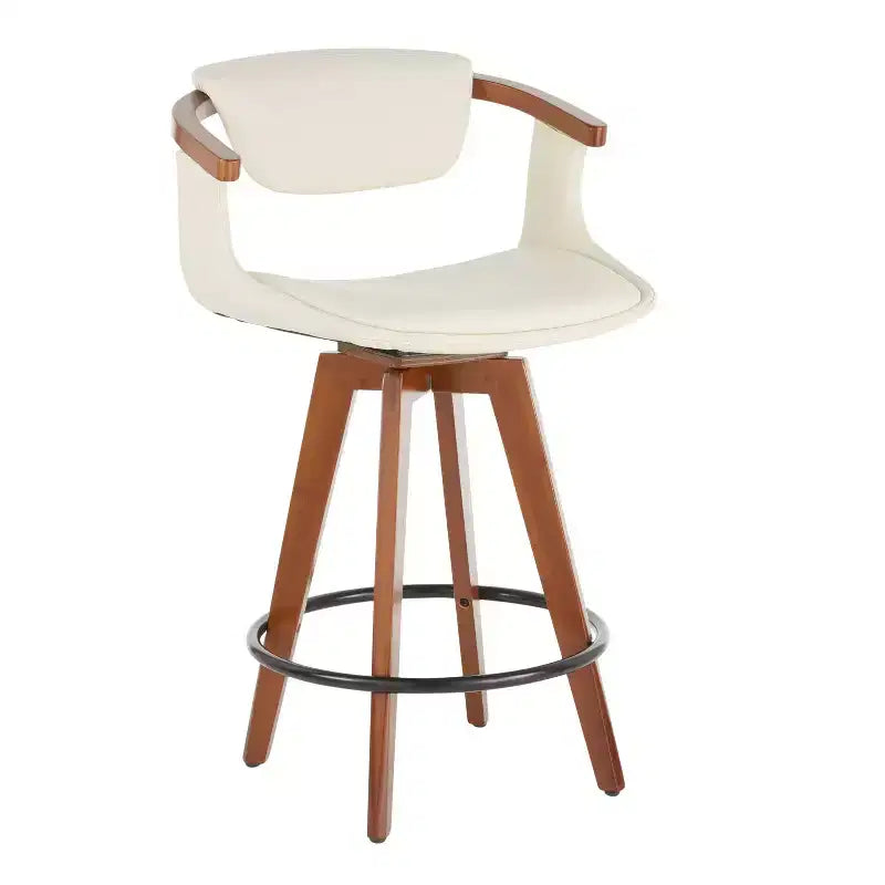 Sgabello da bar Mid-Century Modern altezza bancone con seduta in similpelle