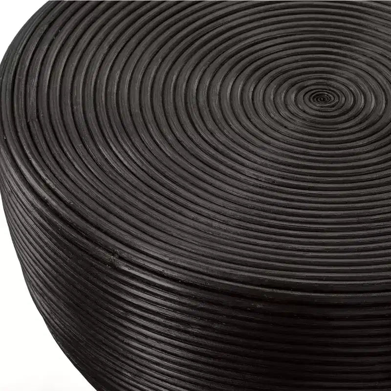 Tavolino tondo in rattan nero da 22"