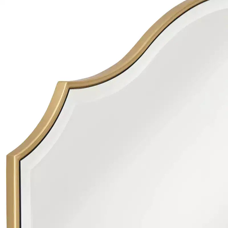 Specchio da Parete ad Arco con Cornice Dorata, 38 Ampio, Vetro Smussato