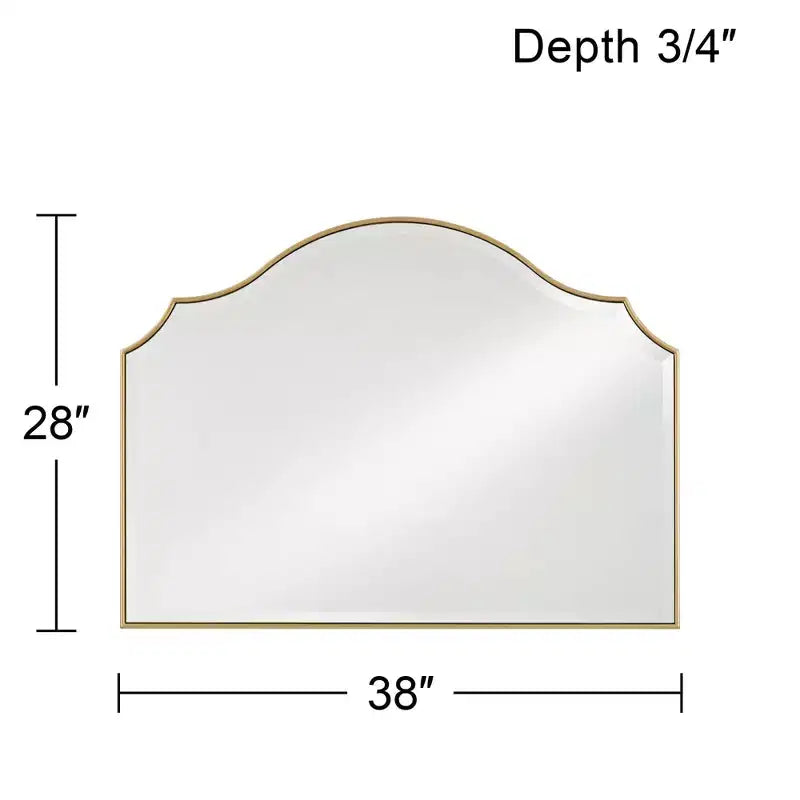 Specchio da Parete ad Arco con Cornice Dorata, 38 Ampio, Vetro Smussato